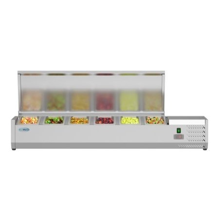 KOOLMORE 59" Refrigerated Countertop Condiment Prep Rail Sandwich Prep Station with Stainless Steel Cover SCDC-6P-SSL